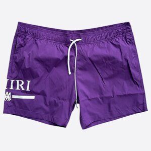 Amiri Purple & White MA Bar Logo Swimshorts